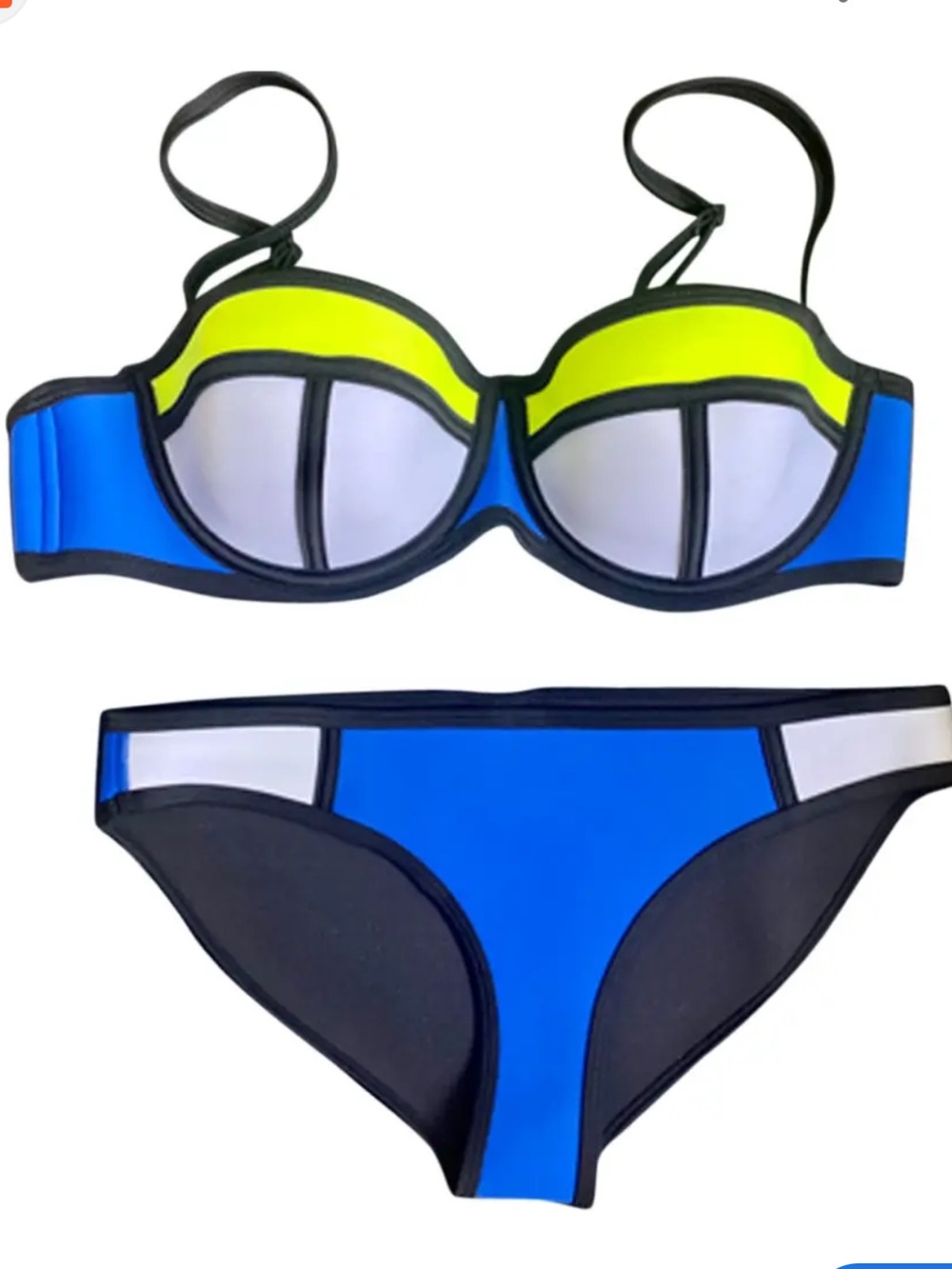 Triangl Colorblock Blue & Neon Yellow Bikini Set S